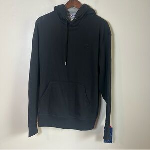 Champion Powerblend Hoodie Black Logo Pullover Athletic Mens Size L
